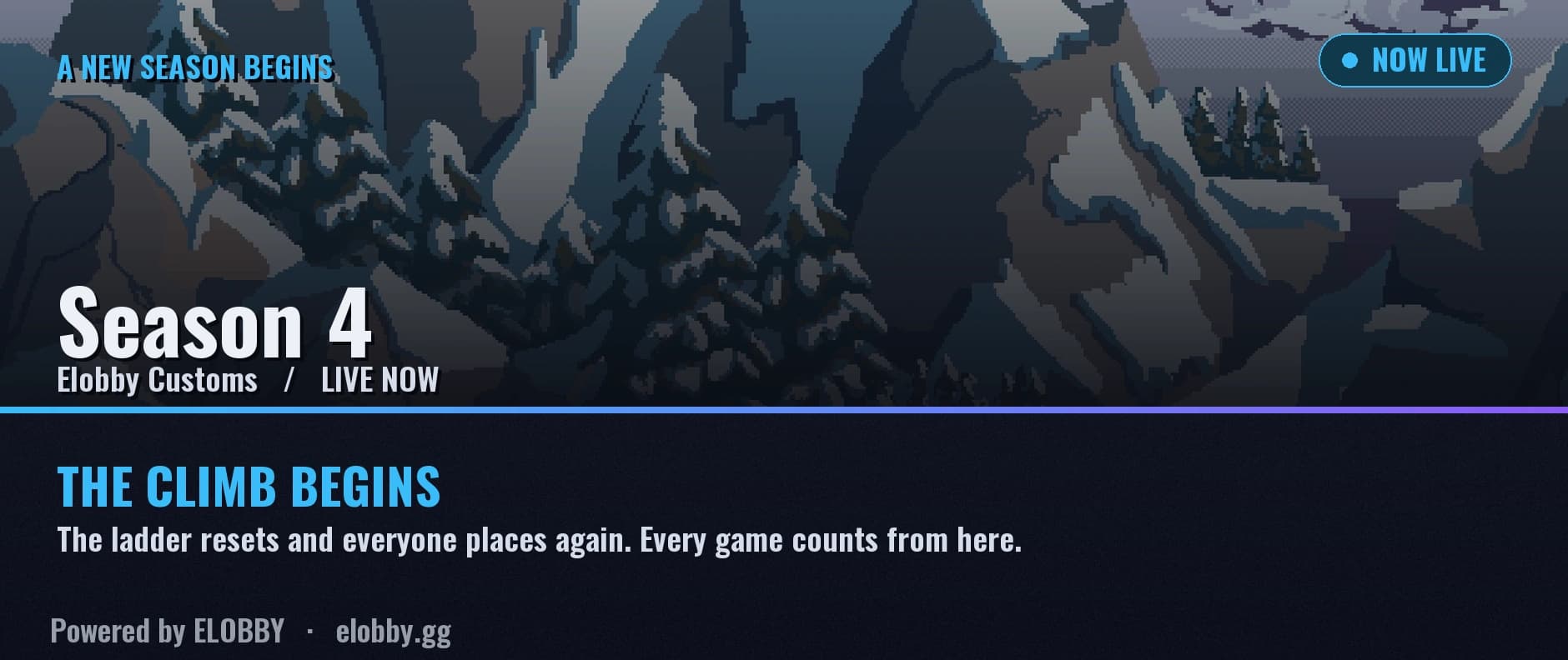 The Frost season theme: a season start card in the Frost colour with its own banner art.