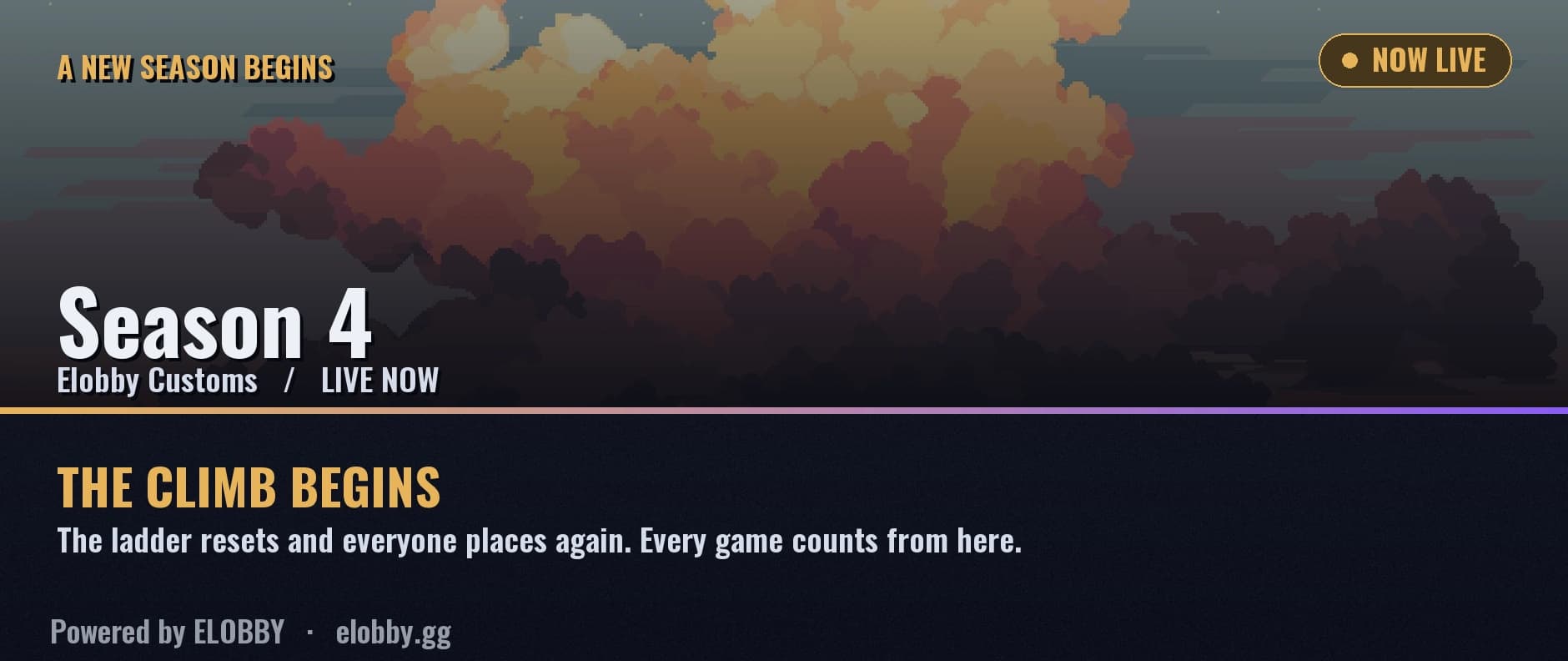 The Heroic season theme: a season start card in the Heroic colour with its own banner art.
